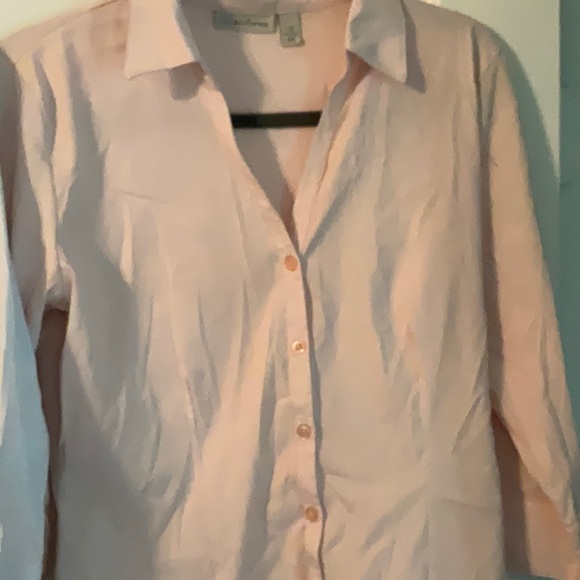 (2) ICO Uniforms (M) Button Down Shirts White and a Light Pink Three Quarter - Picture 5 of 5
